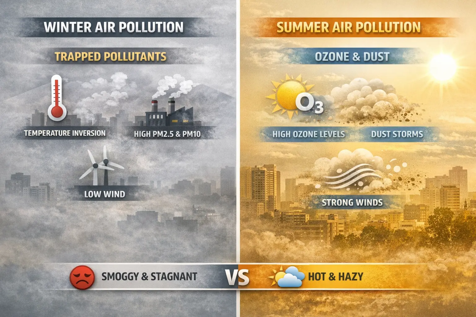 Winter vs Summer Air: Why Air Pollution Behaves So Differently Across Seasons